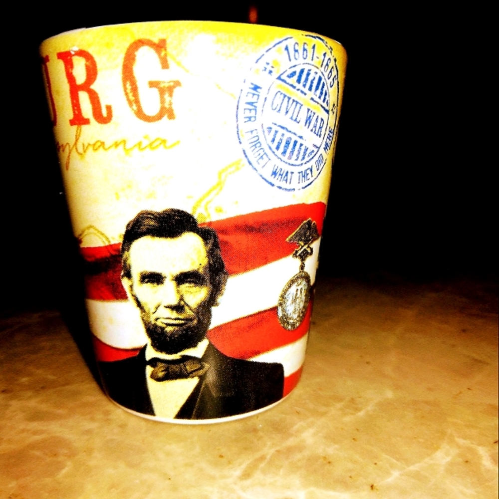 Sold......Vintage Patriot Civil War whiskey Shot Glass